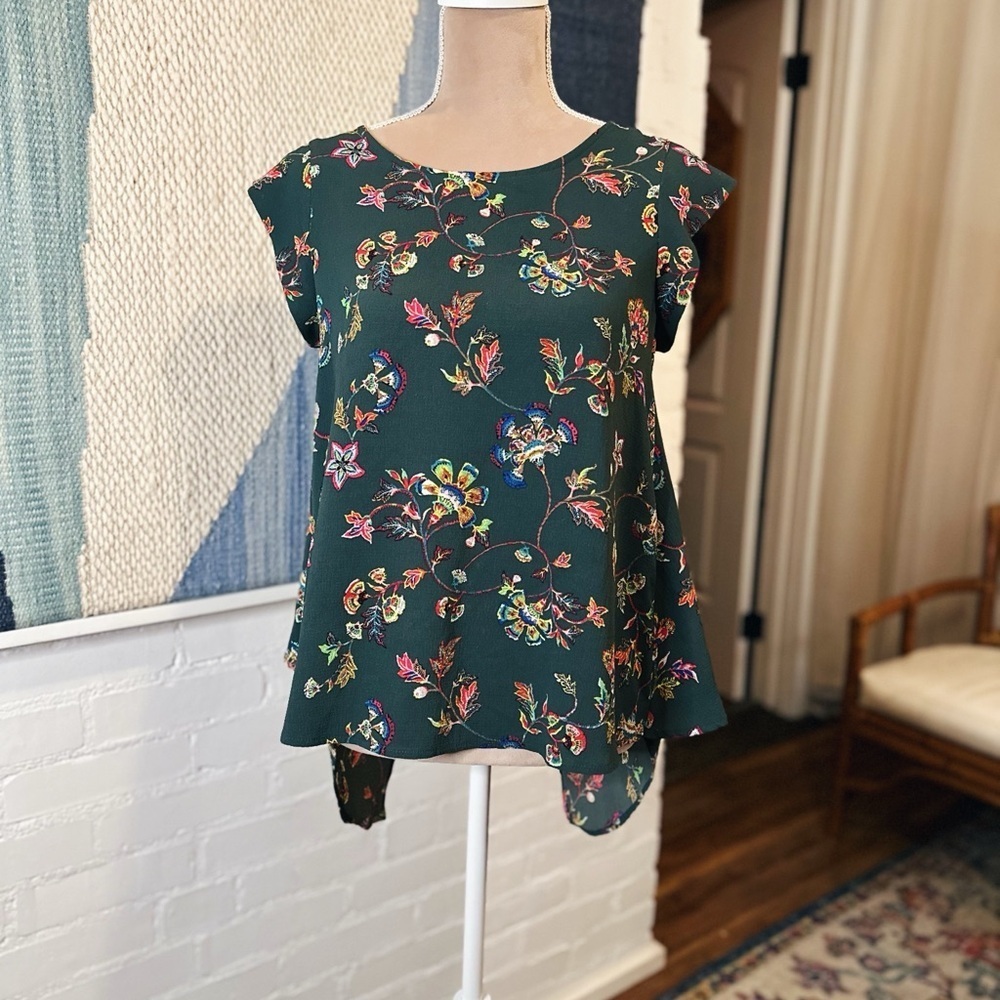Sweet Rain Dark Green Open Layered Back Blouse